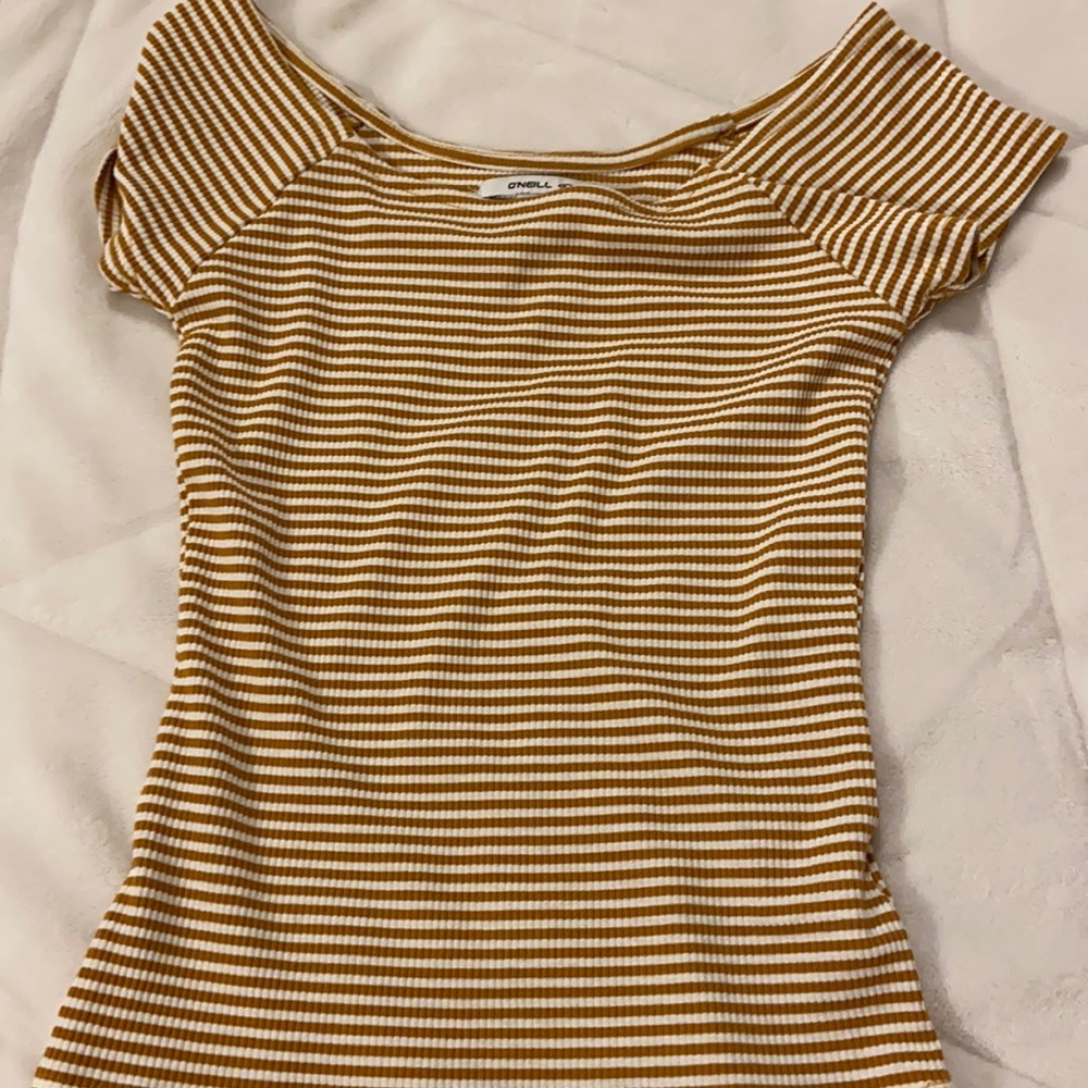 yellow and white striped shirt size xs